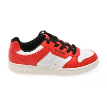 Pantofi sport SKECHERS rosii, 405639L, din piele ecologica de firma originala