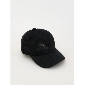 Reserved - Șapcă cu cozoroc împletită - negru
