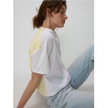 Reserved - Bluză din materiale combinate - galben-deschis