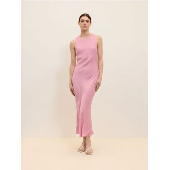 Reserved - Maxi rochie din viscoză satinată - roz