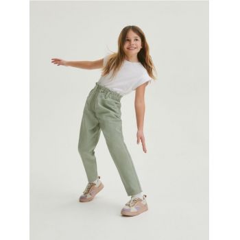 Reserved - Pantaloni baggy clasici din denim - verde