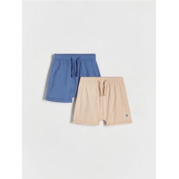 Reserved - Set de 2 perechi de pantaloni scurți cu conținut ridicat de bumbac - bleumarin ieftin
