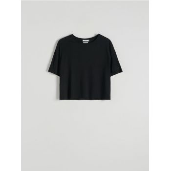 Reserved - Tricou cu adaos de modal - negru