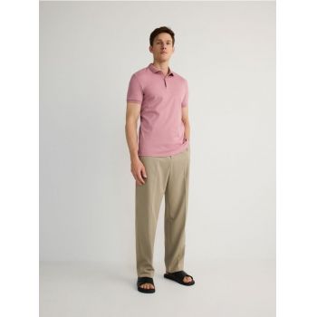 Reserved - Tricou polo slim fit - roz-pudră ieftin