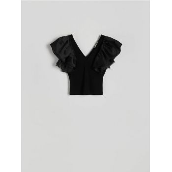 Reserved - Bluză cu tul - negru ieftini