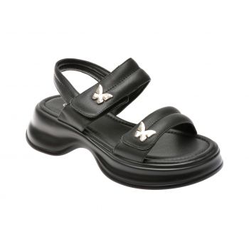 Sandale casual GRYXX negre, LX637, din piele naturala de firma originala