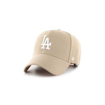 47brand șapcă de baseball din bumbac MLB Los Angeles Dodgers culoarea bej, cu imprimeu B-MVPSP12WBP-KHB