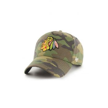 47brand șapcă NHL Chicago Blackhawks culoarea bej, cu model H-GRVSP04CNP-CMB