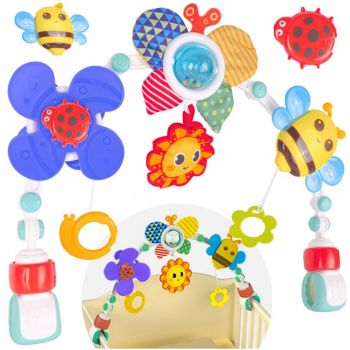 Arcada de jucarii pentru caruciorpatut, din material textil si plastic, cu prindere universala, Cute Butterfly 48 x 36 x 5 cm