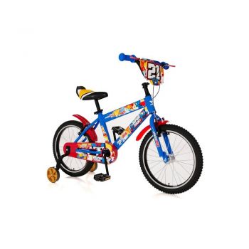 Bicicleta pentru copii 12 inch Magik Bikes 2 frane de mana roti ajutatoare Albastra la reducere
