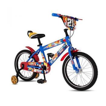 Bicicleta pentru copii 16 inch Magik Bikes 2 frane de mana roti ajutatoare si aparatoare lant Albastra la reducere