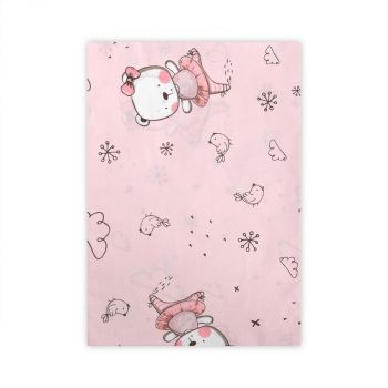 Cearceaf bumbac ranforce 100 x 150 cm Pink Ballerina Bear ieftina