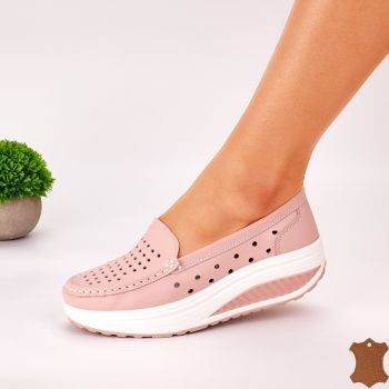 Pantofi Casual Sport Dama Roz Piele Naturala Ziazan