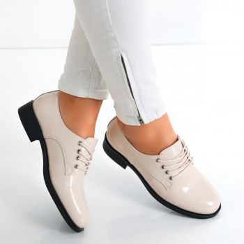 Pantofi dama casual Bej din Piele Naturala Lacuita Celya