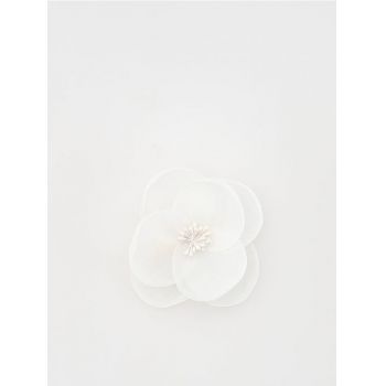 Reserved - Cămașă cu detaliu floral decorativ - alb