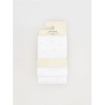 Reserved - Ciorapi albi cu model cu margarete - alb