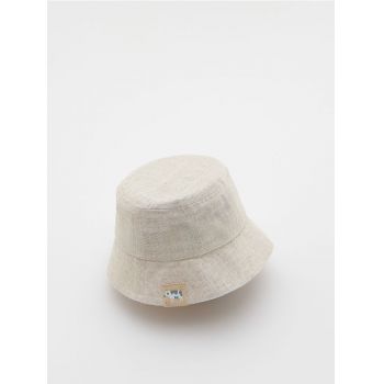 Reserved - Pălărie bucket cu adaos de in - nude