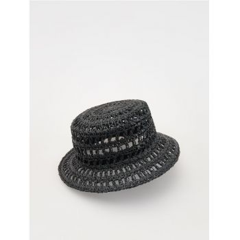 Reserved - Pălărie bucket împletită - negru