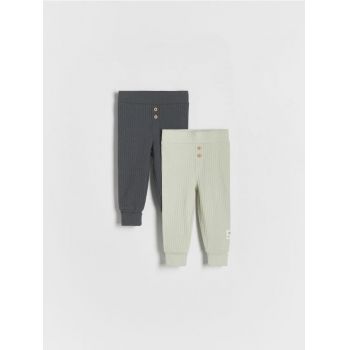 Reserved - Set de 2 pantaloni din material structurat - gri deschis