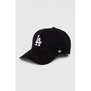 47brand șapcă din amestec de lână MLB Los Angeles Dodgers culoarea negru, cu imprimeu, BMVP12WBV