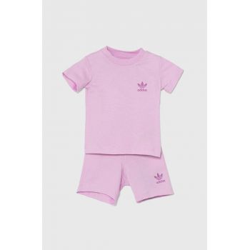 adidas Originals set de bumbac pentru bebelusi culoarea violet ieftin