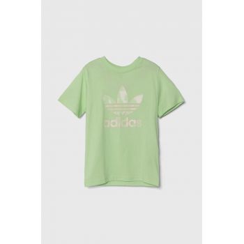 adidas Originals tricou de bumbac pentru copii culoarea verde, cu imprimeu ieftin