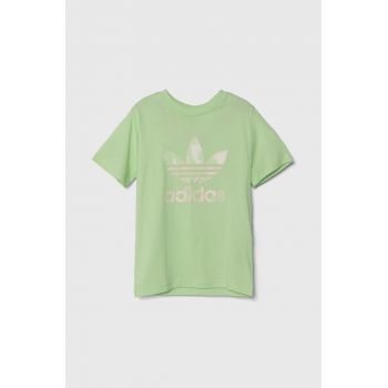 adidas Originals tricou de bumbac pentru copii culoarea verde, cu imprimeu