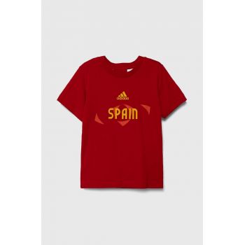 adidas Performance tricou de bumbac pentru copii culoarea rosu, cu imprimeu