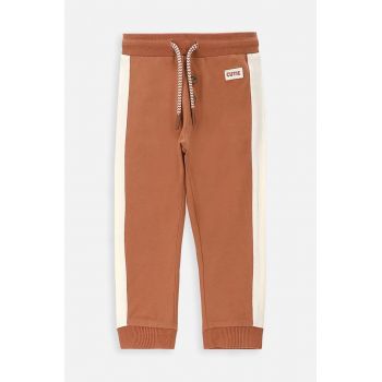 Coccodrillo pantaloni de trening pentru bebeluși culoarea maro, neted