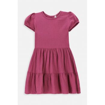 Coccodrillo rochie din bumbac pentru copii culoarea violet, mini, evazati