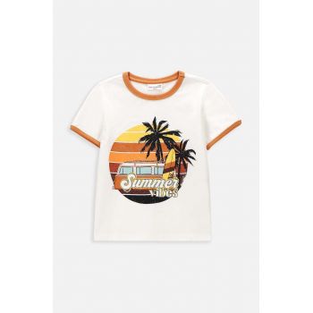 Coccodrillo tricou de bumbac pentru copii culoarea bej, cu imprimeu