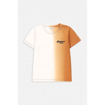 Coccodrillo tricou de bumbac pentru copii culoarea portocaliu, neted