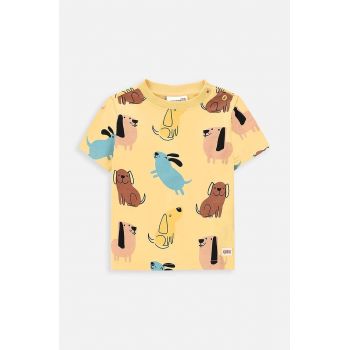 Coccodrillo tricou din bumbac pentru bebelusi culoarea galben, modelator