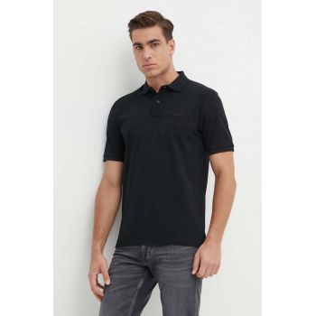 Gant polo de bumbac culoarea negru, cu imprimeu ieftin