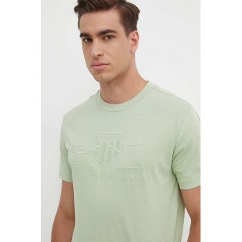 Gant tricou din bumbac barbati, culoarea verde, cu imprimeu ieftin