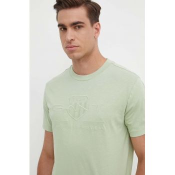 Gant tricou din bumbac barbati, culoarea verde, cu imprimeu