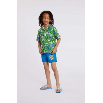 Kenzo Kids camasa de bumbac pentru copii culoarea turcoaz