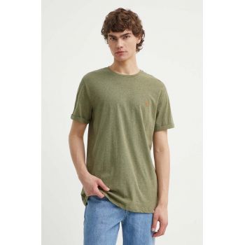 Les Deux tricou din bumbac culoarea verde, neted