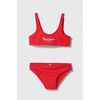 Pepe Jeans costum de baie pentru copii din două piese PEPE SC BIKINI SET culoarea rosu de firma original