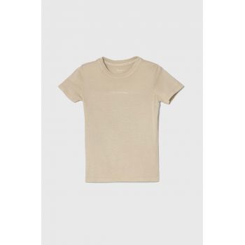 Pepe Jeans tricou de bumbac pentru copii DAVIDE TEE culoarea bej, neted