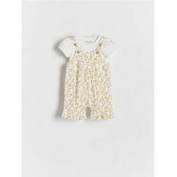 Reserved - BABIES` BODY SUIT & DUNGAREES - crem