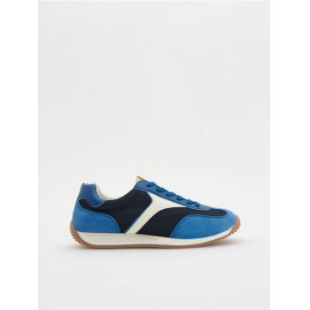 Reserved - Pantofi sport din materiale combinate - bleumarin