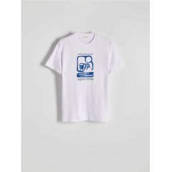 Reserved - Tricou cu croială regular și imprimeu - alb