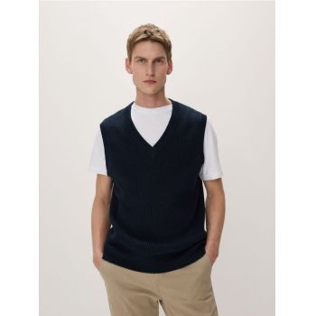 Reserved - Vestă tricotată - bleumarin de firma original
