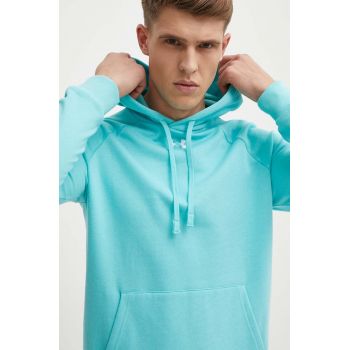 Under Armour bluza barbati, culoarea turcoaz, cu glugă, neted