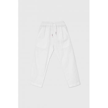 United Colors of Benetton pantaloni de in pentru copii culoarea alb, neted