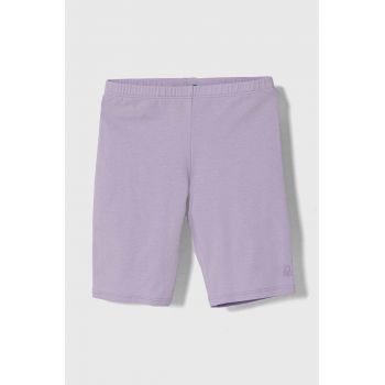 United Colors of Benetton pantaloni scurti copii culoarea violet, neted de firma originali