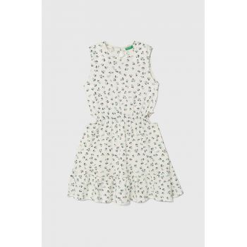 United Colors of Benetton rochie din bumbac pentru copii culoarea bej, mini, evazati ieftina