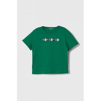 United Colors of Benetton tricou de bumbac pentru copii culoarea verde, cu imprimeu ieftin