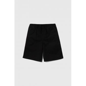 Vans pantaloni scurti copii RANGE ELASTIC WAIST SHORT II BOYS culoarea negru, talie reglabila de firma originali